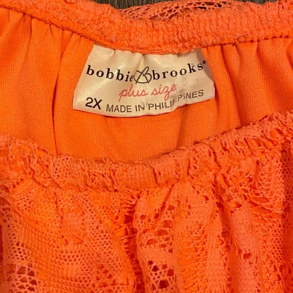 Bobbie Brooks 2X Coral Crochet Lace Cap Sleeve Top - Picture 5 of 8
